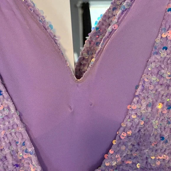 Crystal Doll Lavender Sequin Slip Gown - Picture 3 of 4
